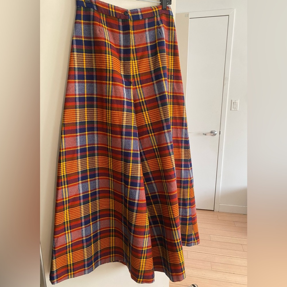 Exaggerated flare vintage plaid pants